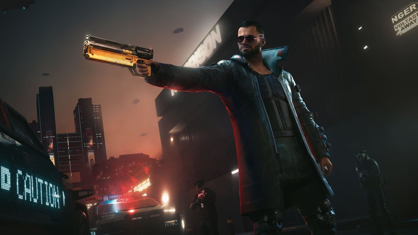 Weak Kingsley staat voor de Night City Prison met een pistool