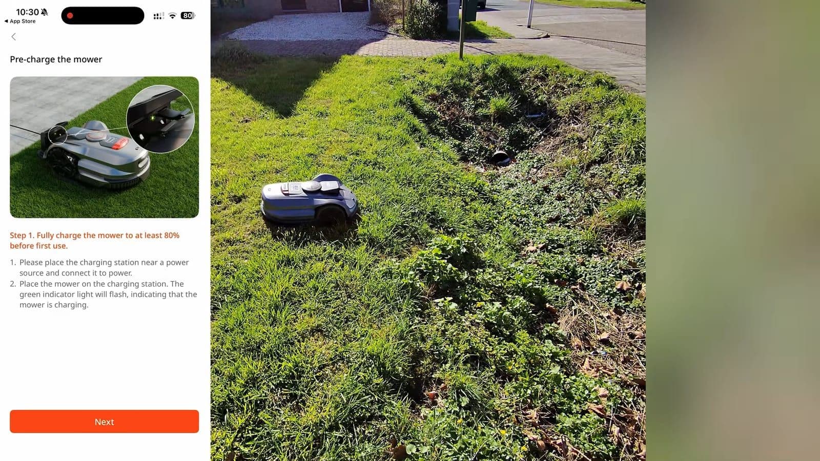 Robotmaaier navigeert schuin over de helling van een ruwe greppel